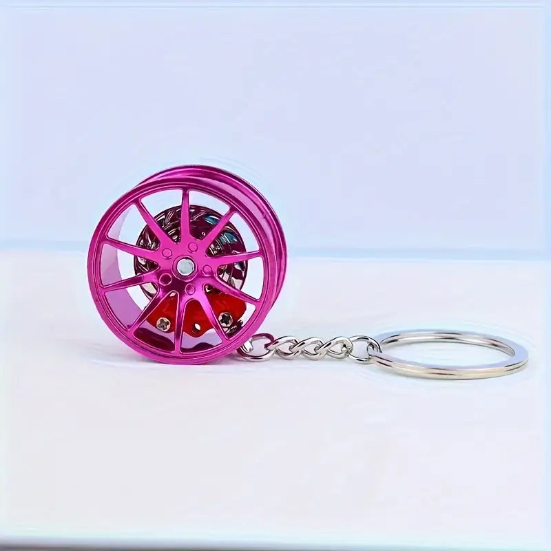 Car Rim Keychain with 360° Rotation