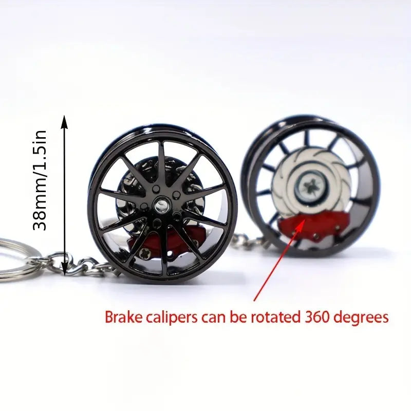 Car Rim Keychain with 360° Rotation