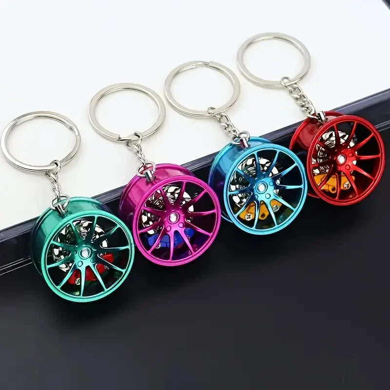 Car Rim Keychain with 360° Rotation