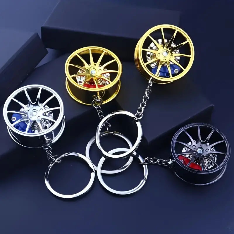 Car Rim Keychain with 360° Rotation